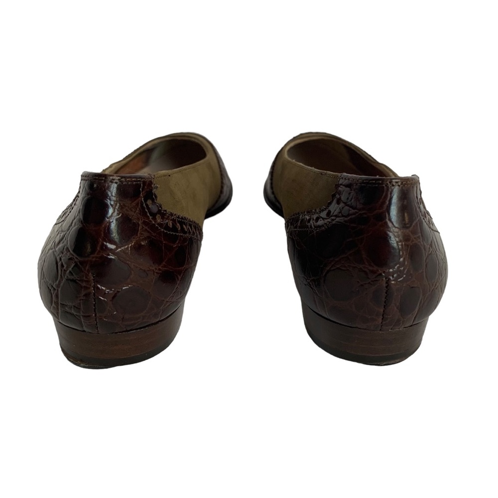 Salvatore Ferragamo Size 7.5 Dark Brown Leather and Olive Green Suede Loafers - Picture 2 of 8